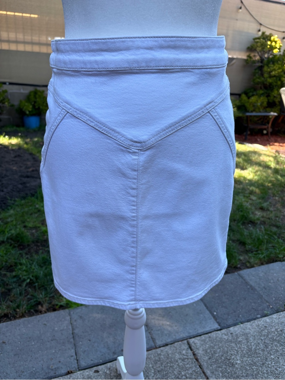 7 For All Mankind White Linen Blend Mini Skirt Back Ring Zip Size S
